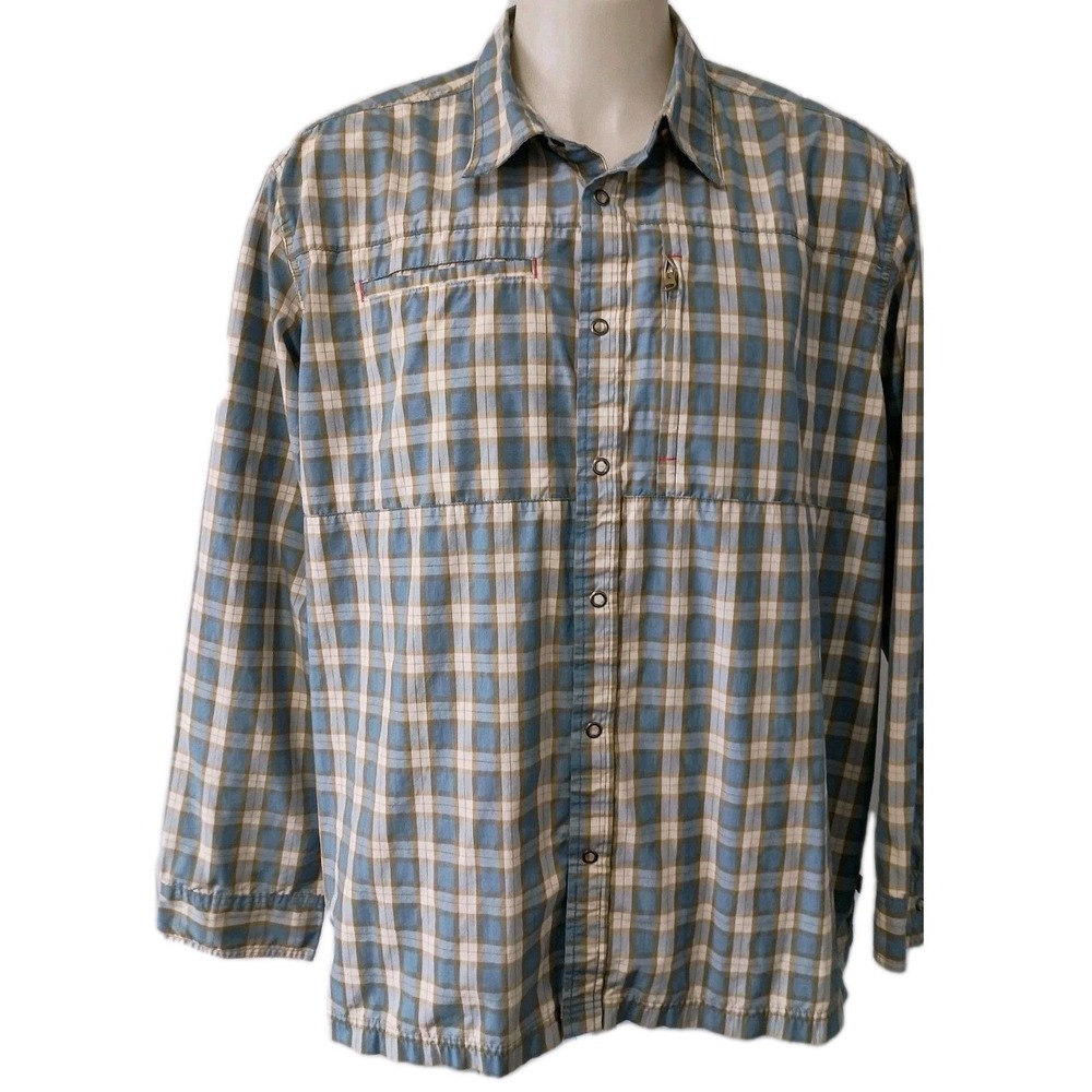 Lake & Trail Shirt Men's Size XXL Snap Up Long Sleeve Vented Collared Zip Pocket